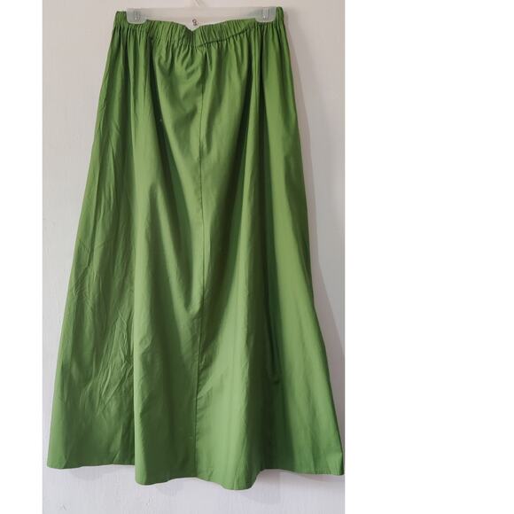 Reformation Organic Cotton Green Elastic Waist A-line Maxi Skirt Size L - Picture 2 of 5